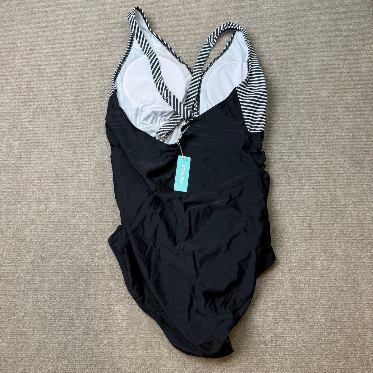 MSRP $48 Aqua Eve Women's 16W One Piece Swimsuit V Neck Tummy Control Bathing