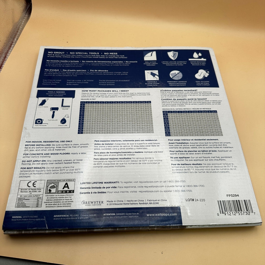 Pack of 10 FloorPops 12"x12" Harvard Brick Grey Peel & Stick Floor Tiles