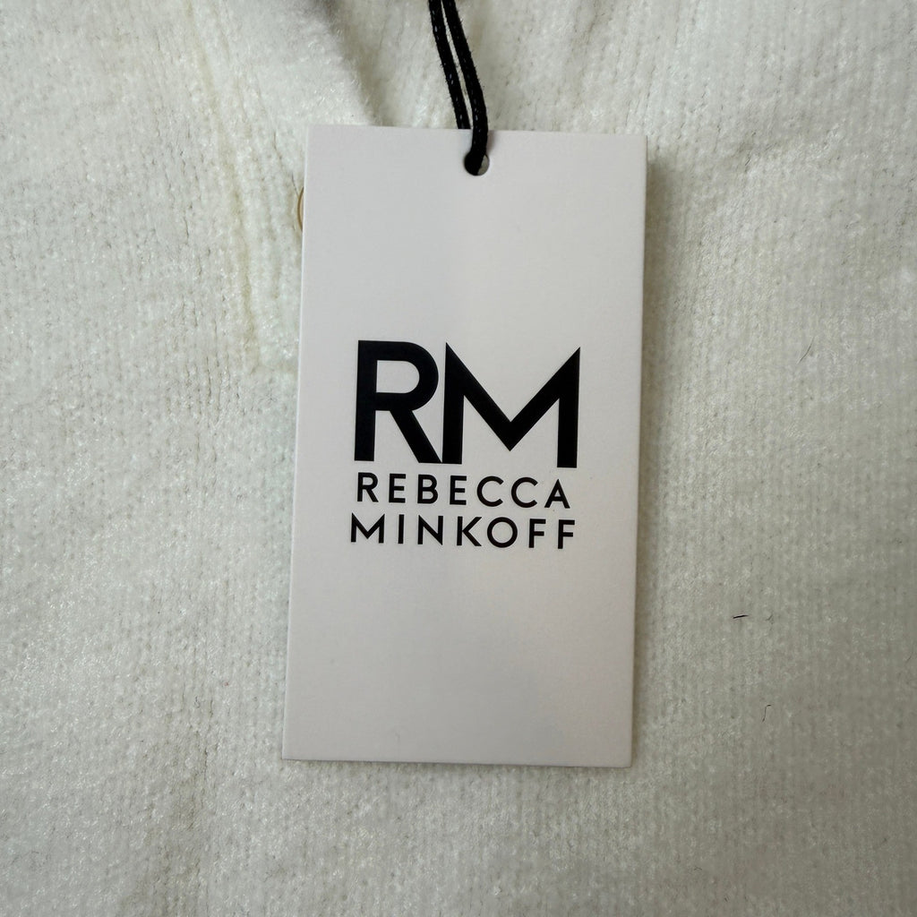 MSRP $48 RM Rebecca Minkoff Womens L Alabaster Short Sleeve Knit Polo Sweater