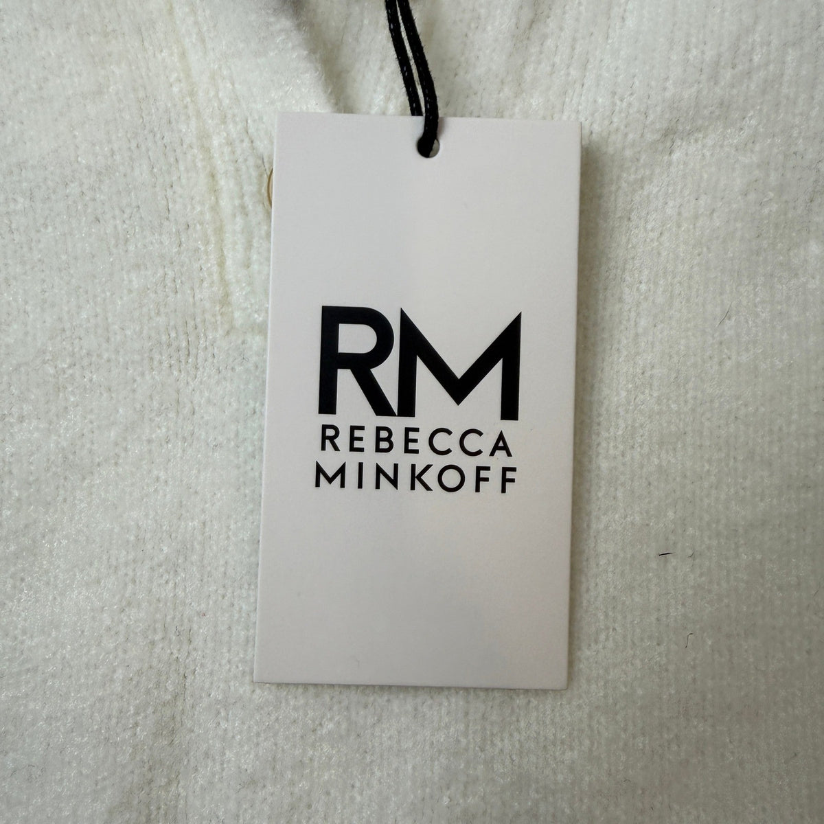 MSRP $48 RM Rebecca Minkoff Womens L Alabaster Short Sleeve Knit Polo Sweater