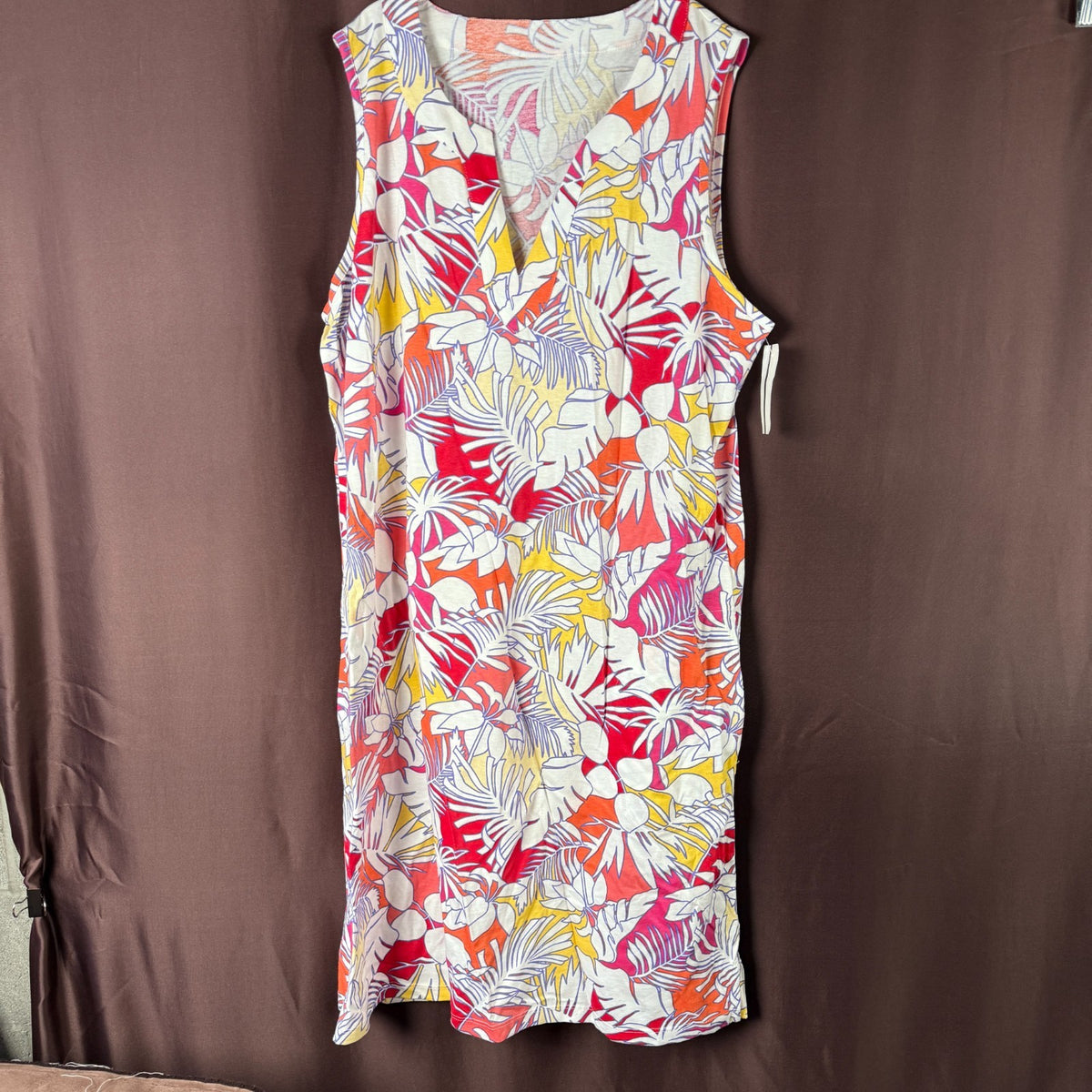 Lands' End Women's M, M LONG Sleeveless V-Neck Casual Cover Up Dress Multicolor