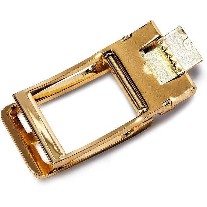 MSRP $26 Dubulle Men's Click Belt 1 3/8", 24"-38" Waist Gold Fashion Buckle