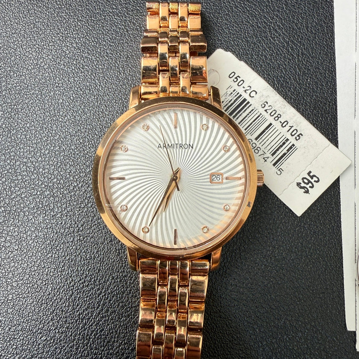 MSRP $95 Armitron 75/5835RG Women's Rose Gold Bracelet Watch BACK NOT