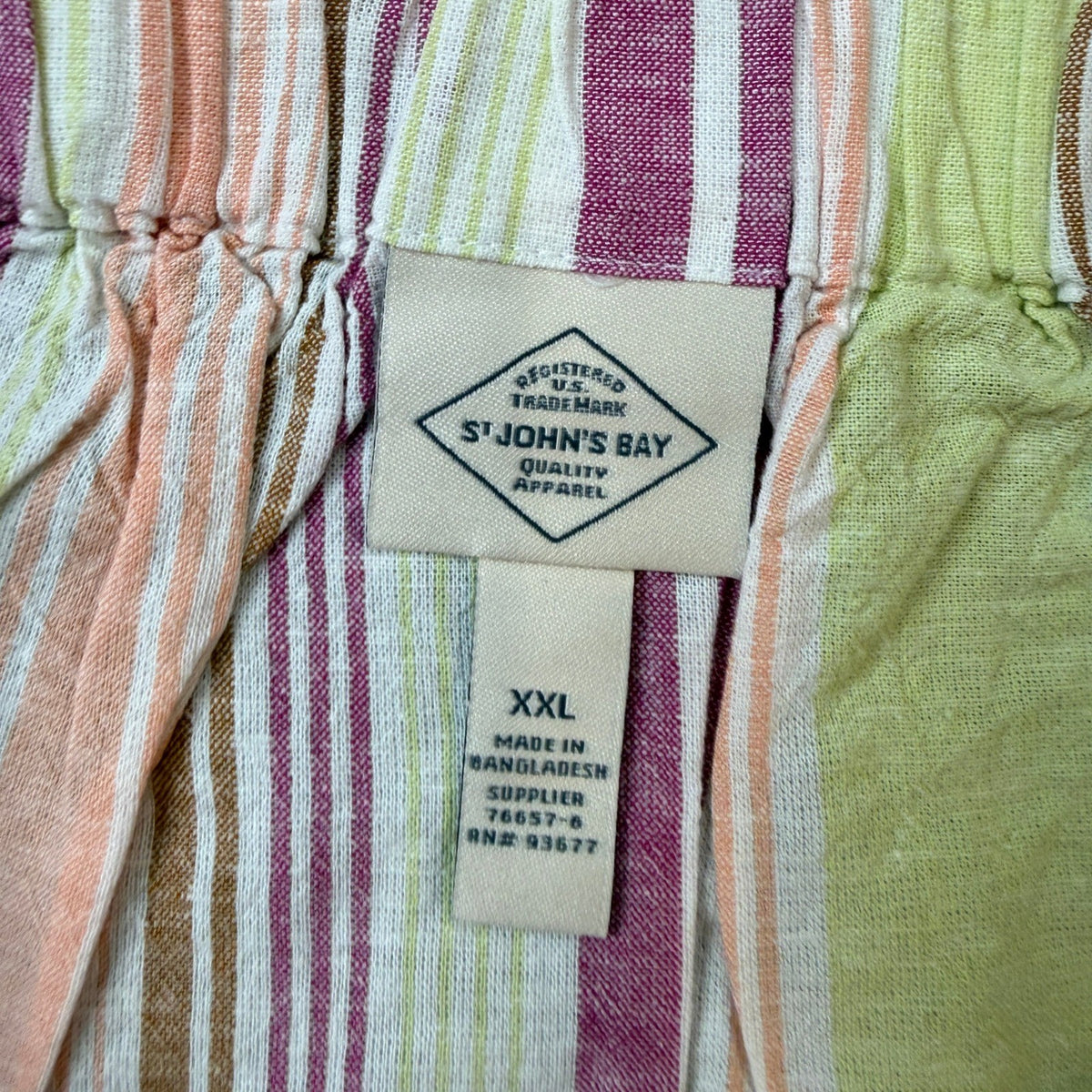 MSRP $44 St John's Bay Women's XXL Warm Stripe Midi A-Line Skirt Linen Blend