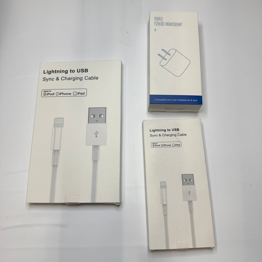 Set of 12 - 10 USB-C/A to Lightning Charging Cables 3ft, 6ft, 2 Wall Adapters