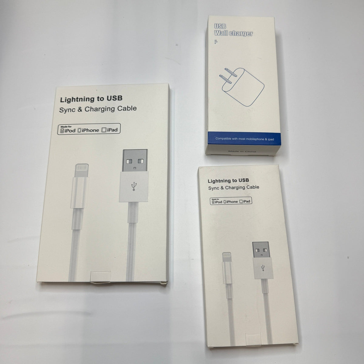 Set of 12 - 10 USB-C/A to Lightning Charging Cables 3ft, 6ft, 2 Wall Adapters
