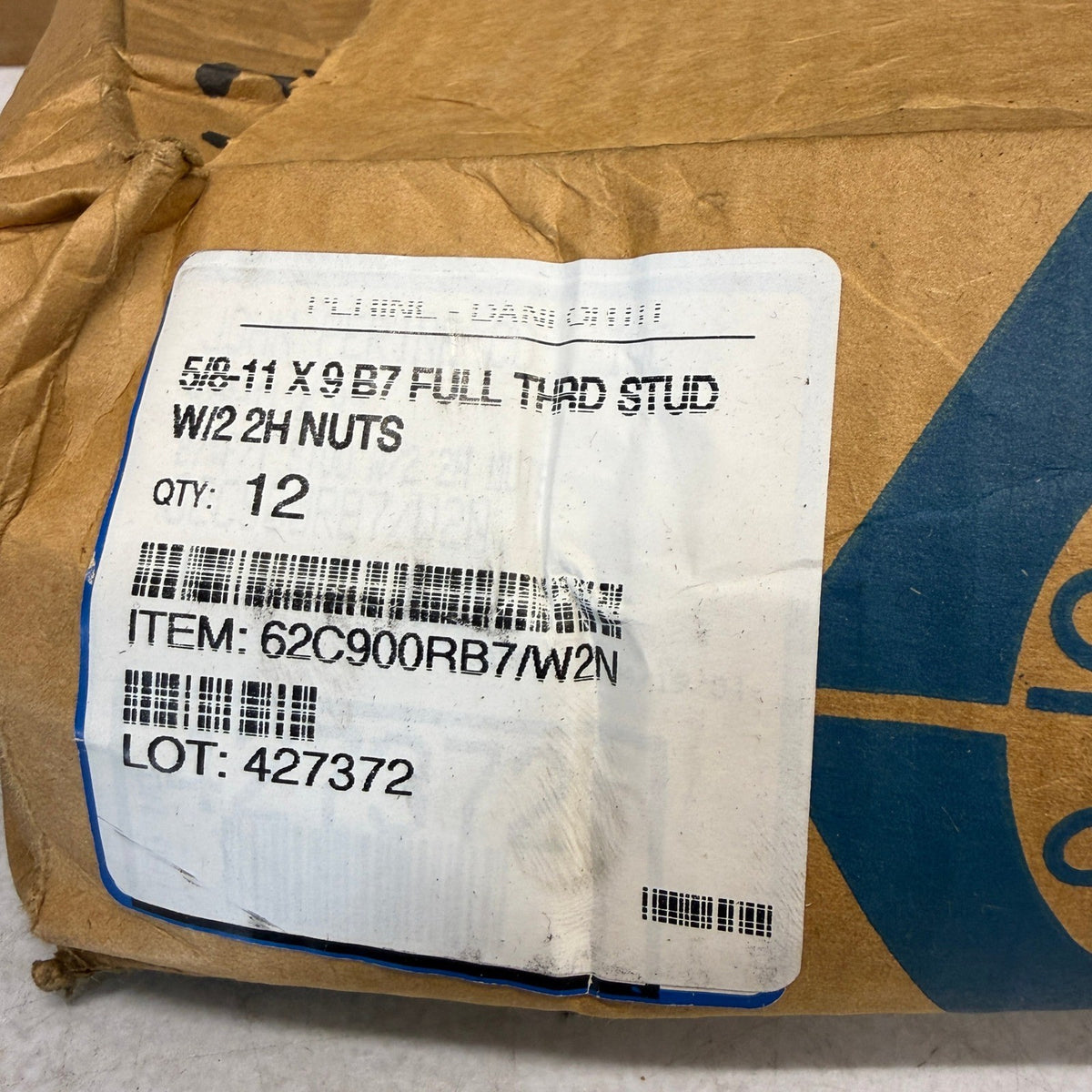 Pack of 12 Perine Danforth 5/8-11 x 9" B7 Full Thread Studs w/ 2 2H Nuts