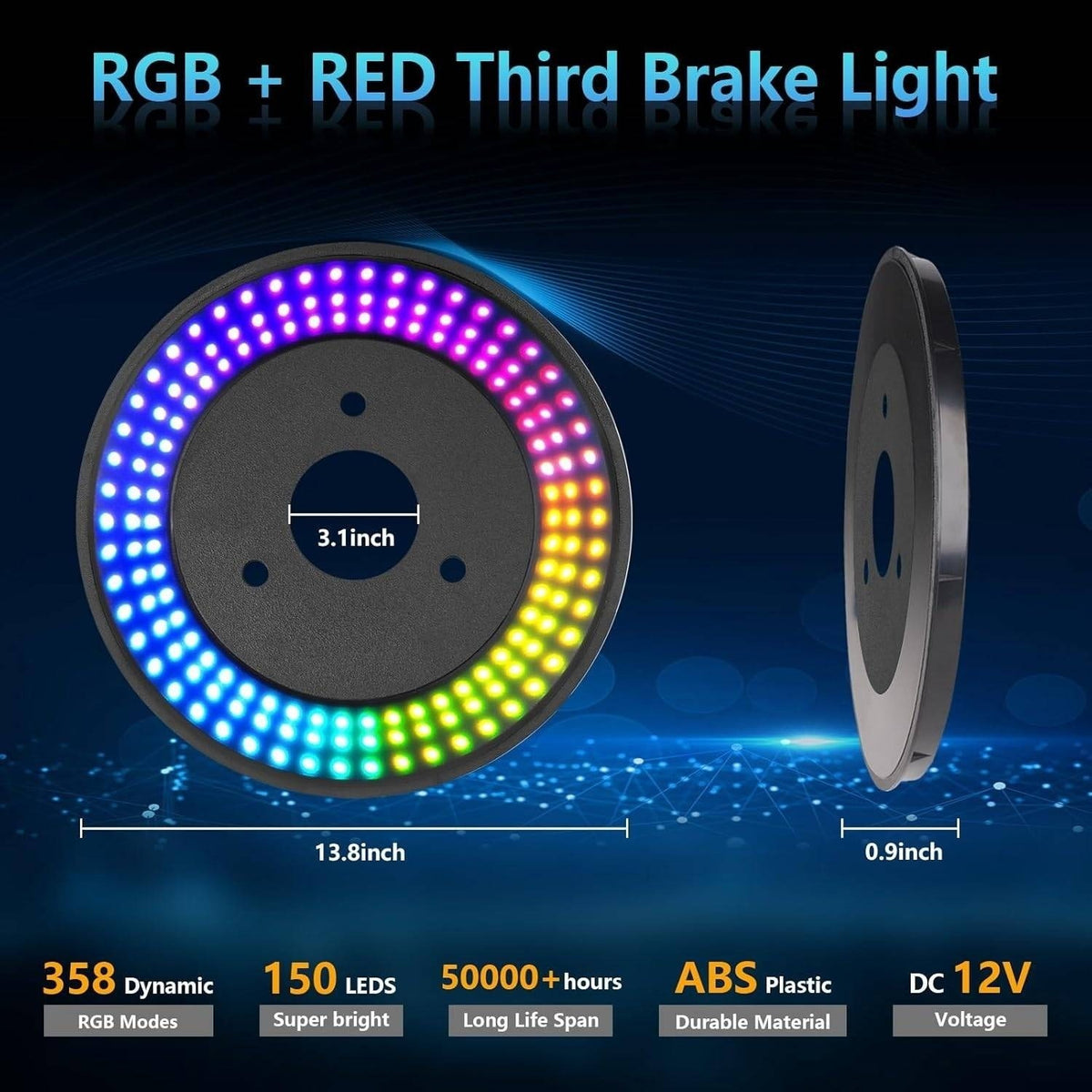 RGB Spare Tire Brake Light for Ford Bronco 2021-24 2/4 Door NO REMOTE