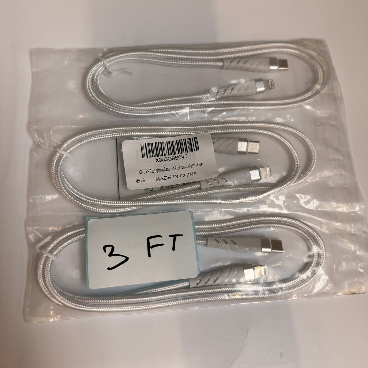Lot of 8 Mixed USB-A & USB-C to Lightning Fast Charging Cables 3ft 6ft 10ft
