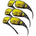 MSRP $23 KALIYADI 3 Pair Night Vision Glasses Fit Over Wrap Around Glasses Anti