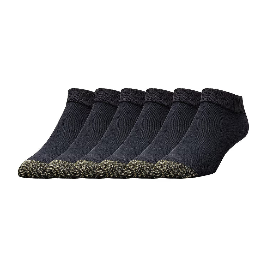 Gold Toe 6 Pairs Mens Sz 6-12.5 Black Athletic Sport Breathable Low Cut Socks