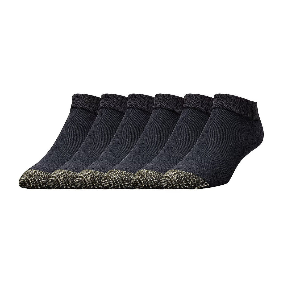 Gold Toe 6 Pairs Mens Sz 6-12.5 Black Athletic Sport Breathable Low Cut Socks