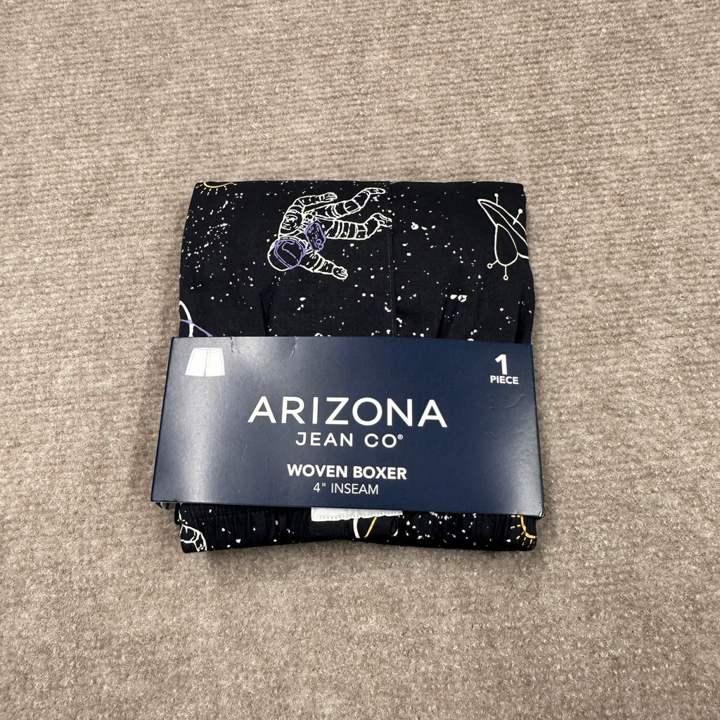 MSRP $15 Arizona Jean Co Men's Woven Boxer Size XL Space Cotton 4" Inseam