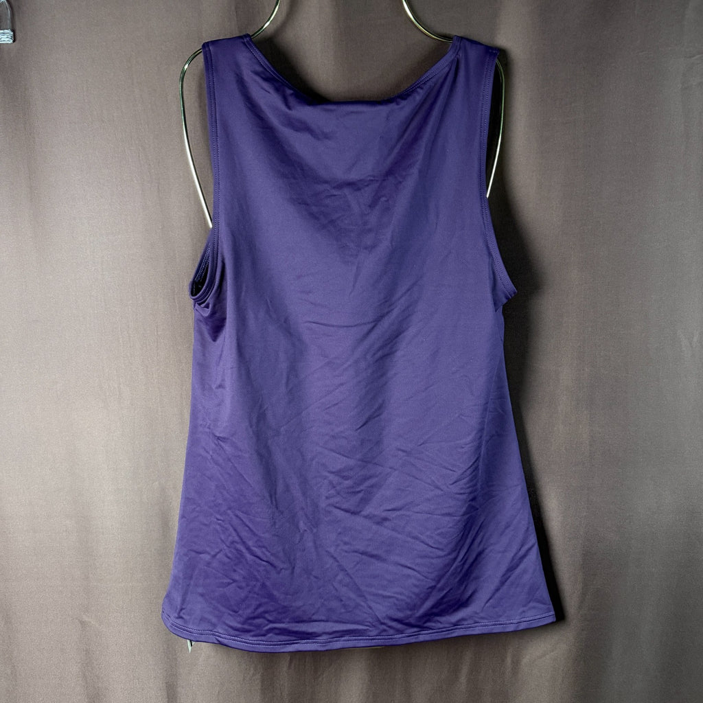 Lands' End Women's 4, 4-8 LONG Blackberry High Neck Modest Tankini Swimsuit Top