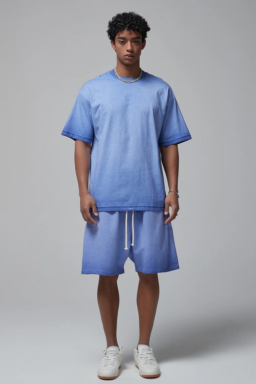 Artie Master Unisex S-XL Light Blue Double Stitch Sleeve Hem Washed T-Shirt 250G