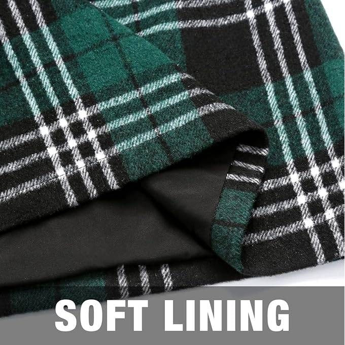 Women's Green Plaid XS Mini Skirts High Waisted Fall Winter Wool Bodycon Pencil