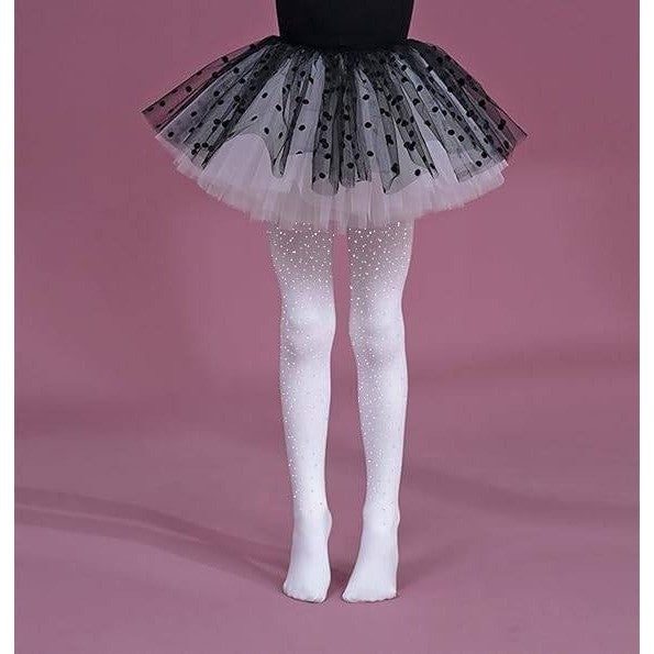LUCKELF White 2-4T Girls Glitter Rhinestone Tights Opaque Sparkle School Dance
