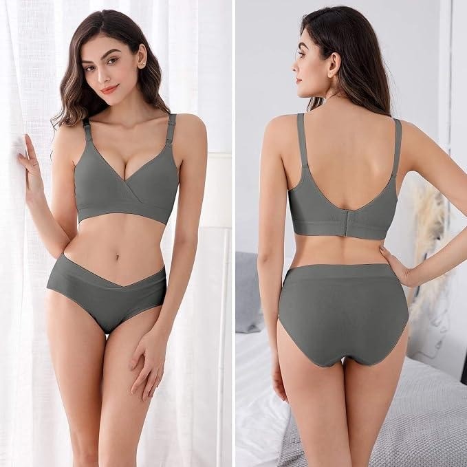 Pack of 3 Vinfact S Grey Nursing Bras for Breastfeeding Women Maternity Seaml