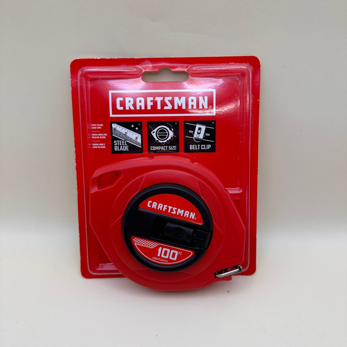 CRAFTSMAN CMHT34216 100ft Tape Measure Easy-Wind Steel Blade