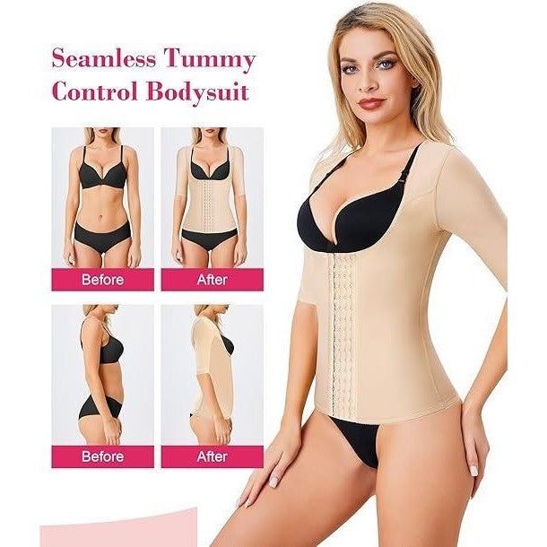 MSRP $37 Gotoly Women's XL Beige Short Sleeve Waist Trainer Corset Tummy Control