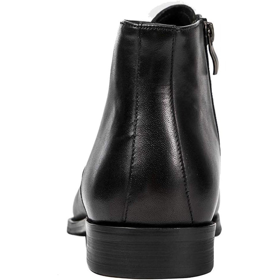 Santimon Men's US 6 Black Leather Casual Lace Up Side Zip Ankle Dress Boots