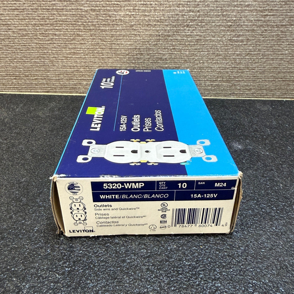 Pack of 10 Leviton 5320-WMP 15 Amp 125V Tamper Resistant Duplex Outlet White