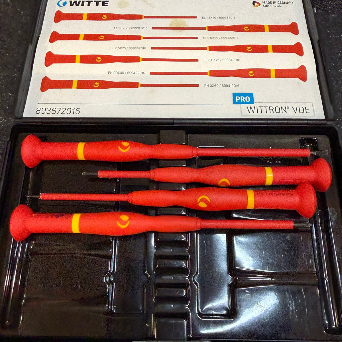 Witte 893672016 Wittron VDE Screwdriver Incomplete Set 4-Piece w/ Case Slotted