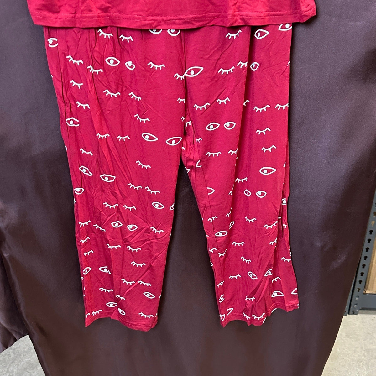 Women's M Pajama Set Round Neck Short Sleeve Sleepwear Print Top & Capri Pants