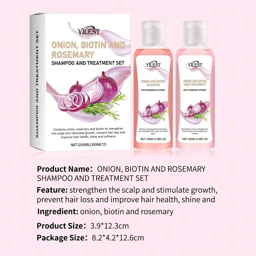 Pack of 2 YILEST Onion&Biotin And Rosemary Shampoo + Conditioner Set, Biotin And