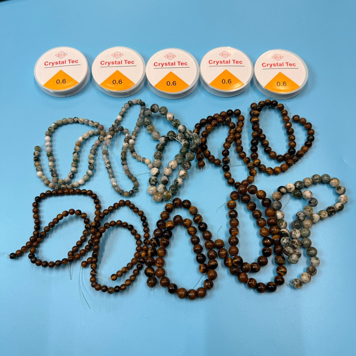 Set of 10 Natural Gemstone Round Beads Strands 15" Sizes 6,8,10 mm №B47