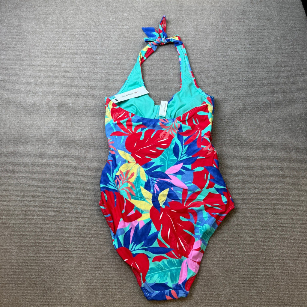 MSRP $99 Liz Claiborne Womens 8 Island Vibes Halter One Piece Swimsuit