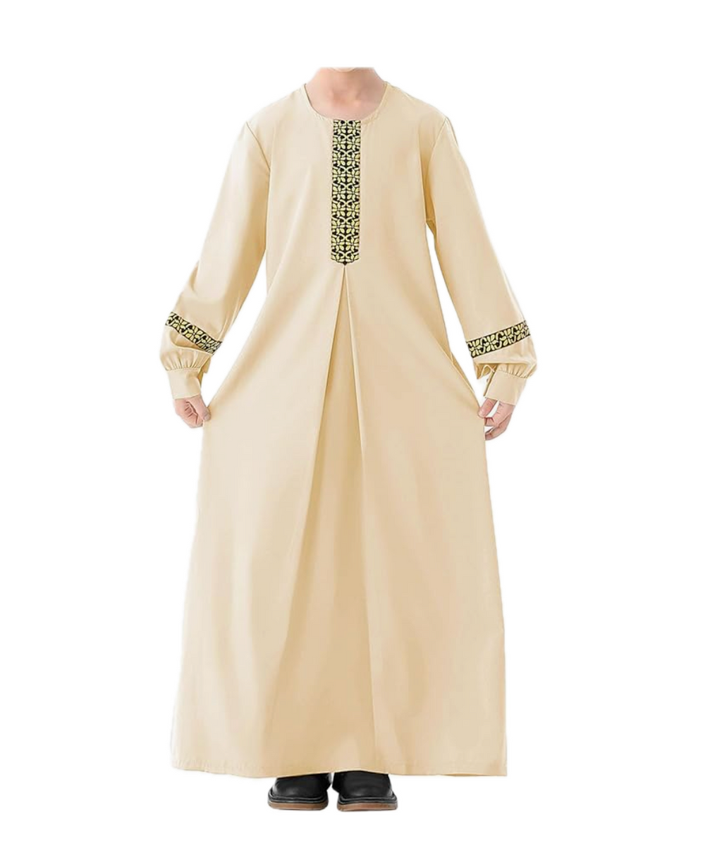 Abetteric Kids Girls Long Sleeve Abaya Dress Muslim Islamic Kaftan Printed Maxi