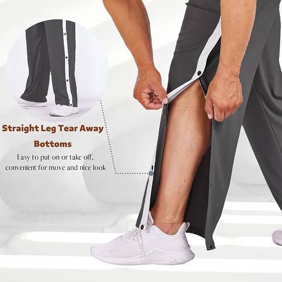 MSRP $37 Deyeek Men's M Dark Grey Tear Away Basketball Pants High Split Snap