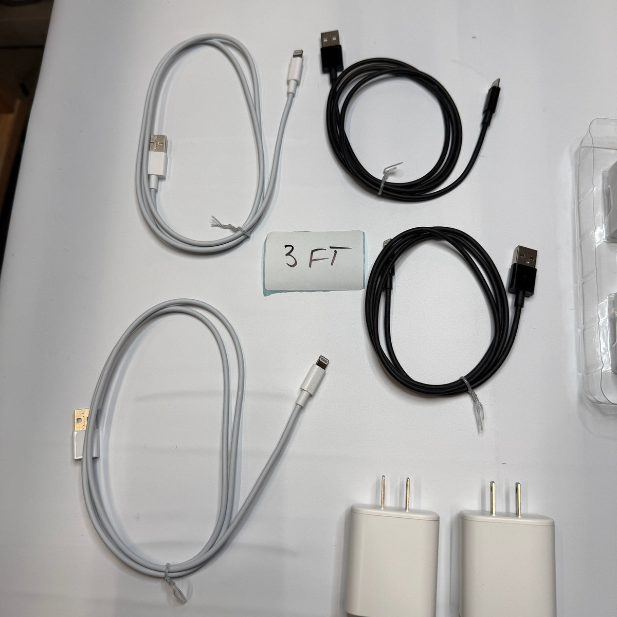 Set of 10 - 6 USB-C/A to Lightning Charging Cables 3ft, 6ft, 4 Wall Adapters
