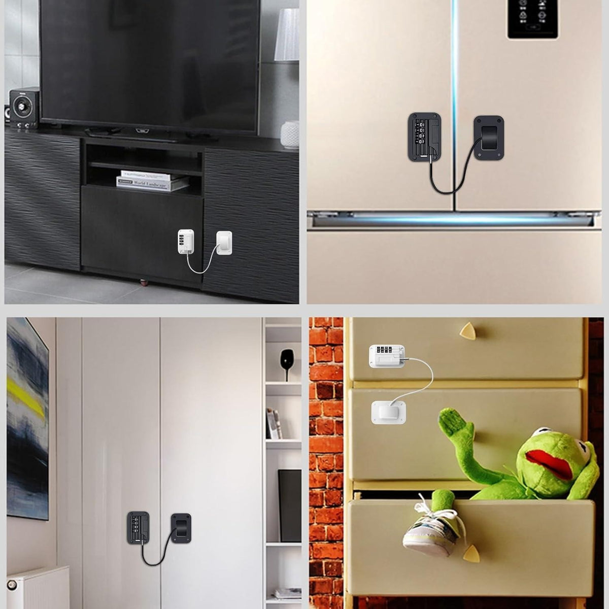 Pack of 2 Black Fridge Lock Heavy Duty Combination Refrigerator Lock for Fridg
