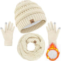 MSRP $31 Winter Beanie Hat Scarf Gloves Set Warm Fleece Knit Hats Touch Screen