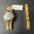 MSRP $105 Armitron 20/5374GP Men's Gold Tone Watch w/ Bracelet Set New Battery