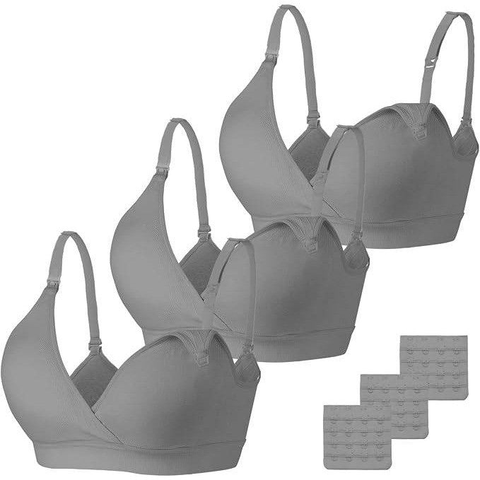 Pack of 3 Vinfact S Grey Nursing Bras for Breastfeeding Women Maternity Seaml