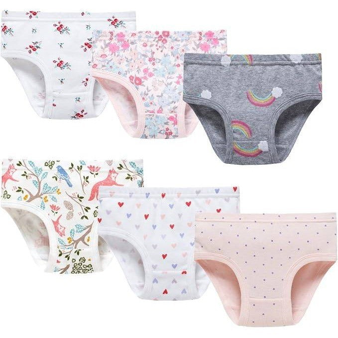 MSRP $21 Boboking 6 Pack Girls 2-3T Soft Panties Toddler Underwear Kids Cotto