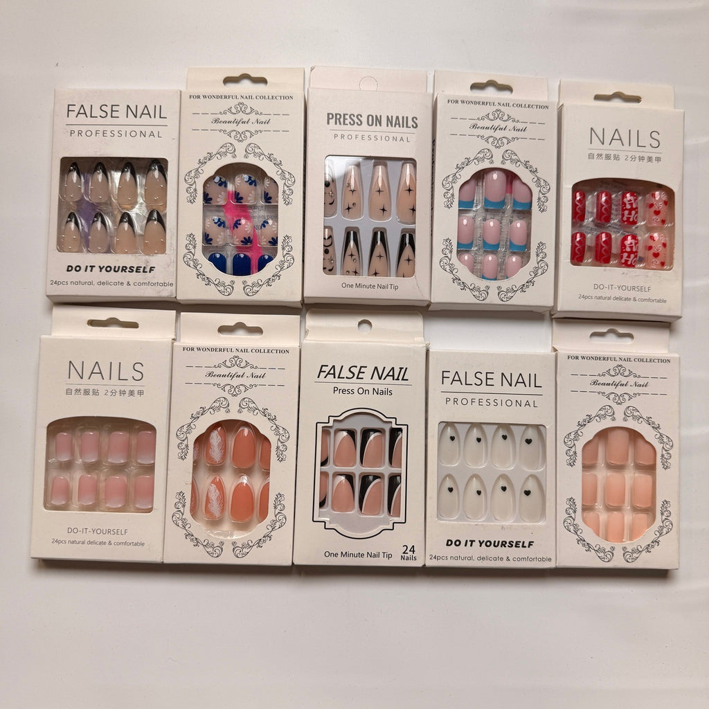Lot of 10 Pack of 24 New False Press On Nails Assorted Designs and Colors №N39