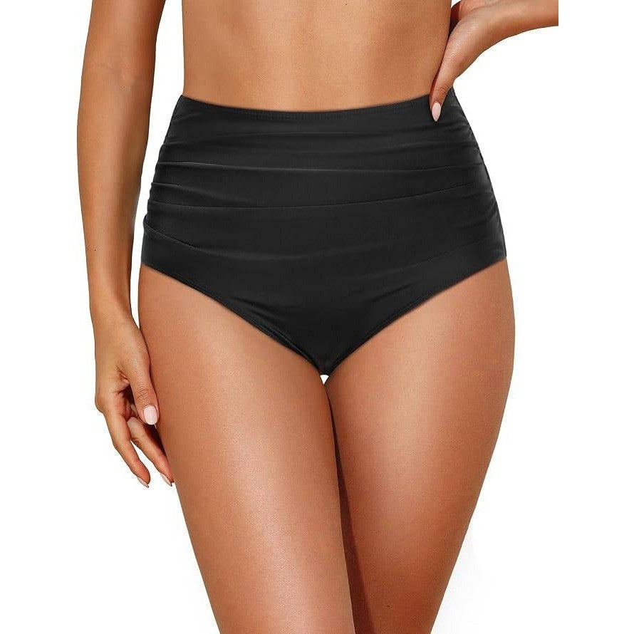 MSRP $23 Tempt Me Women's XXL High Waisted Bikini Bottom Retro Ruched Swim B