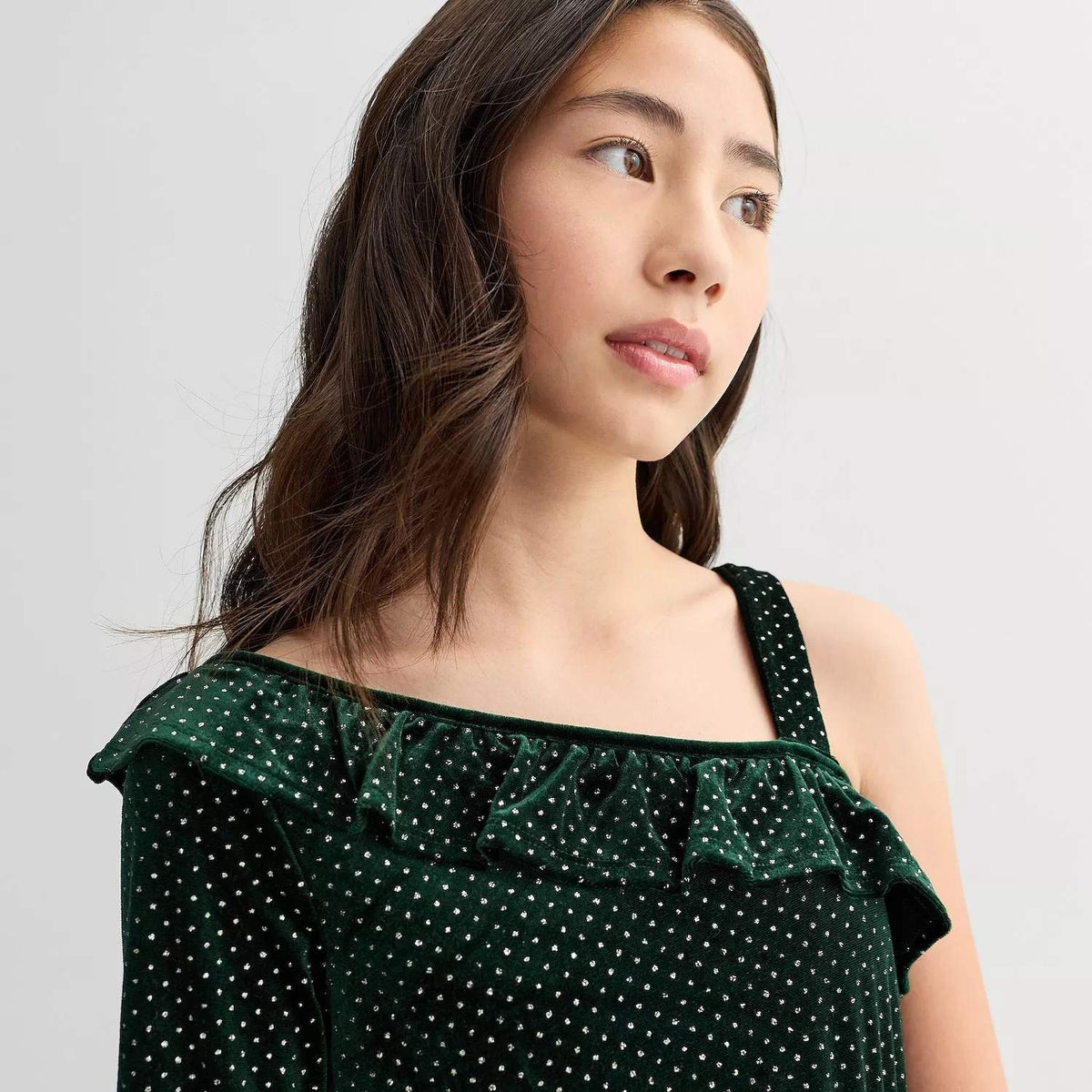 MSRP $60 Kohl's Eyeshadow Girls XL (16) Green Silver Glitter Dot Velvet Jumpsuit