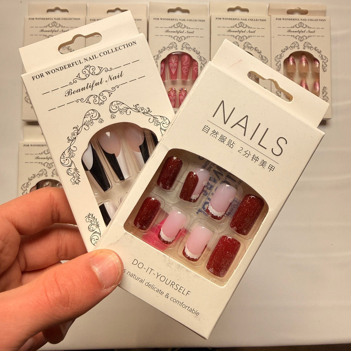 Lot of 10 Pack of 24 New False Press On Nails Assorted Designs and Colors №N45
