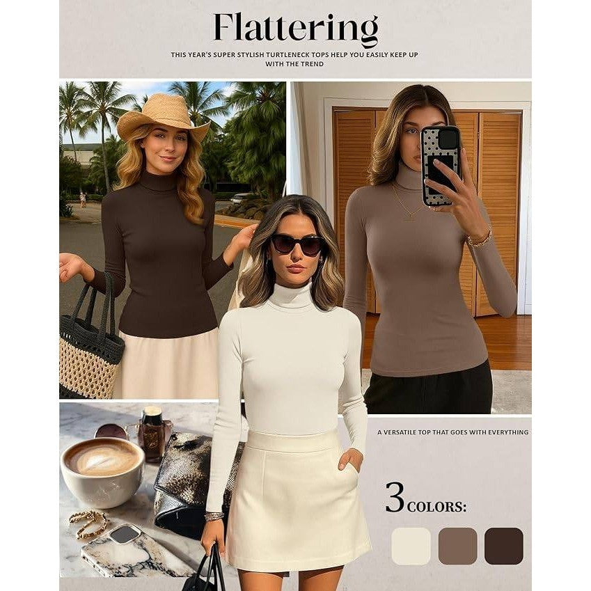 MSRP $52 Sweetyweee 3 Pack Women's XXL Turtleneck Tops Mock Neck Long Sleeve
