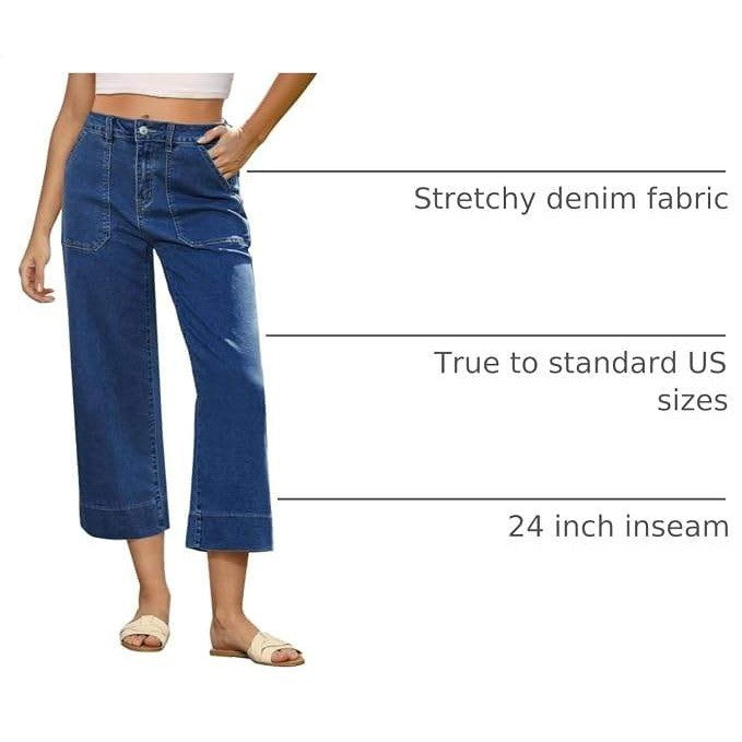MSRP $47 GRAPENT Women's XL Capri Jeans High Waisted Wide Leg Strechy Loose