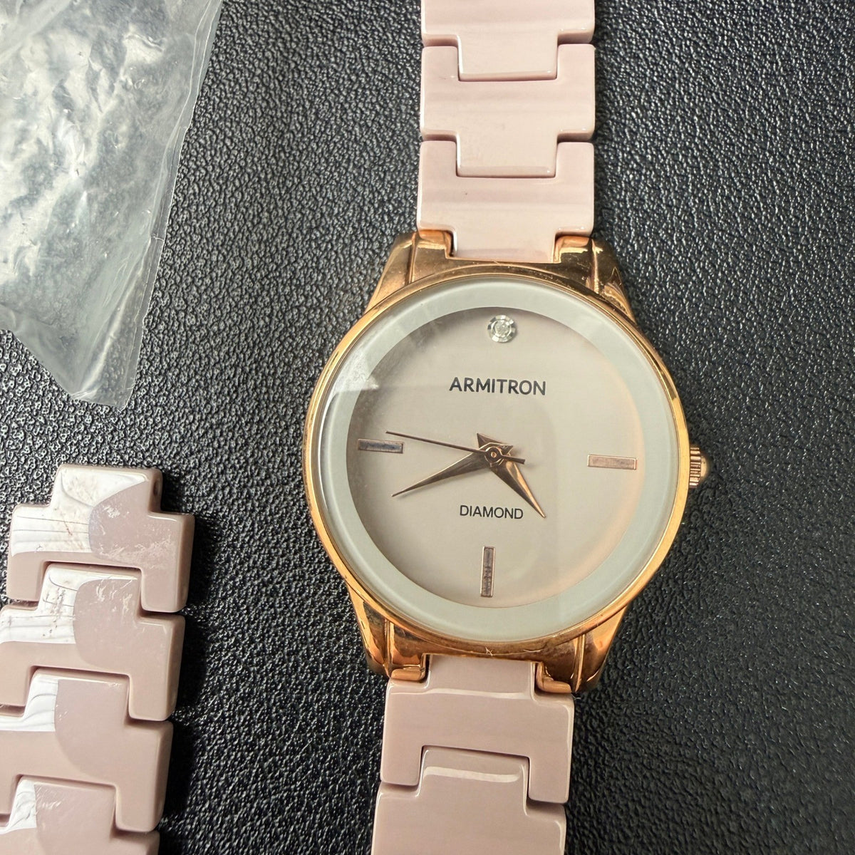 MSRP $95 Armitron 75/5348RG Women's Rose Gold/Pink Watch BROKEN BAND New Batte