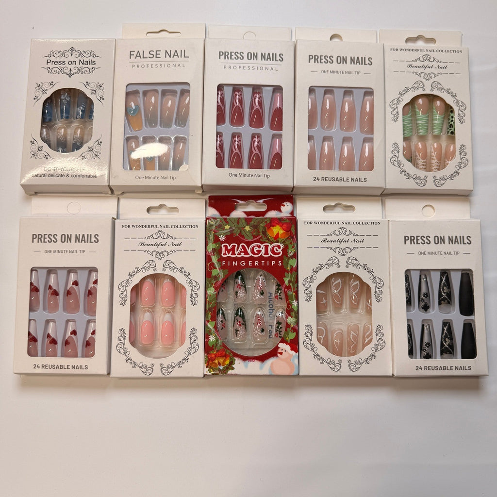 Lot of 10 Pack of 24 New False Press On Nails Assorted Designs and Colors №N8