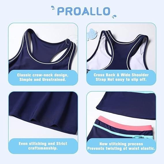MSRP $31 PROALLO Little Girls 5XL (14-15Y) Dark Blue Summer Swimwear Two Piece