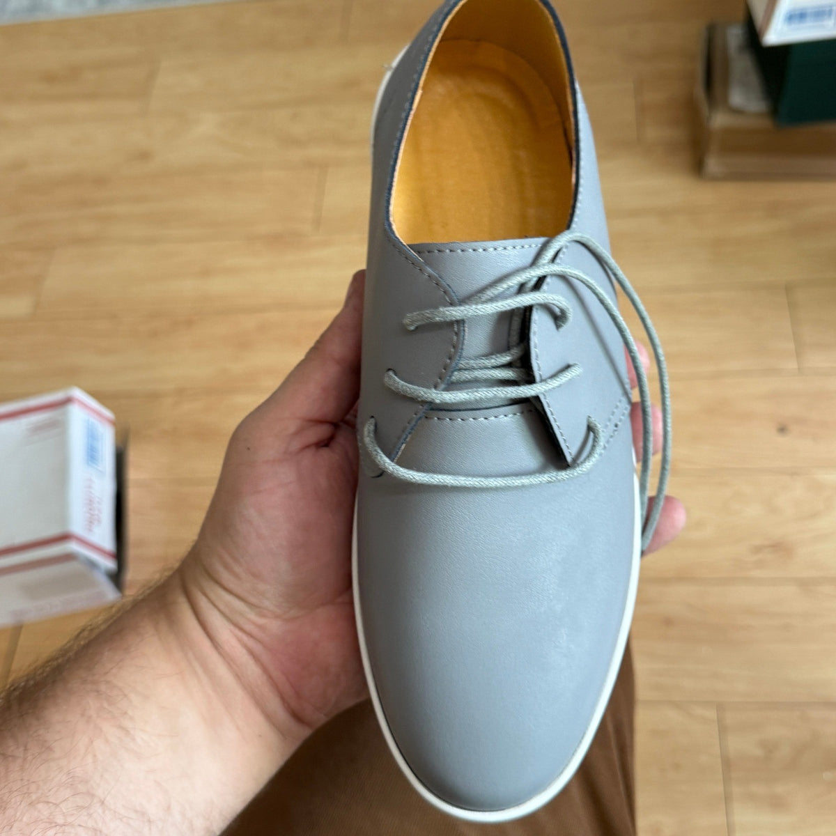 Santimon Men's US 6.5 Grey Casual Derby Lace Up Fashion Sneakers Shoes