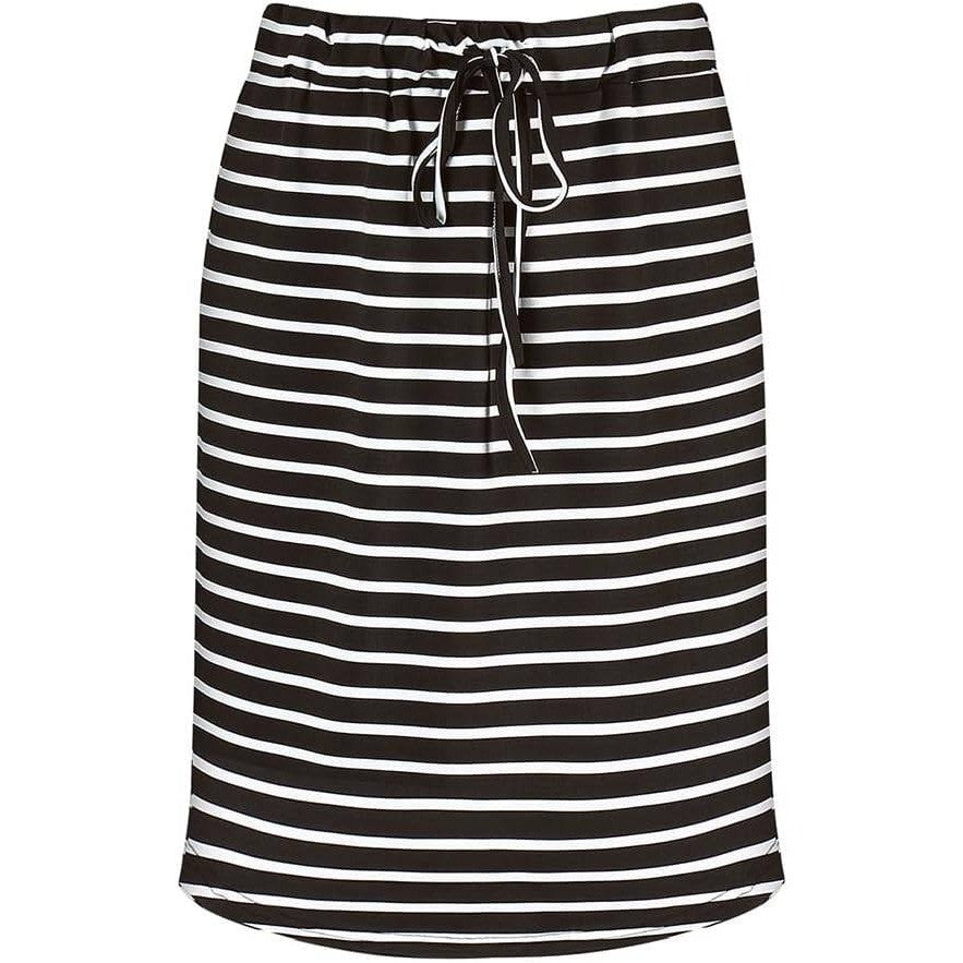 Women's L Black Striped Skirt Knee Length Pencil Skirt Elastic Midi Bodycon Sol